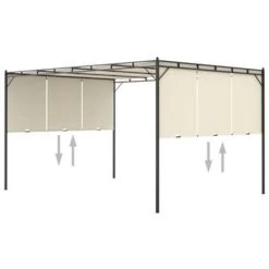 VidaXL Tuinprieel Met Zijgordijn 4x3x2,25 M Crème -Buitenparasols Winkel 077d5c1c1bc9446684f2c58e59bf7209