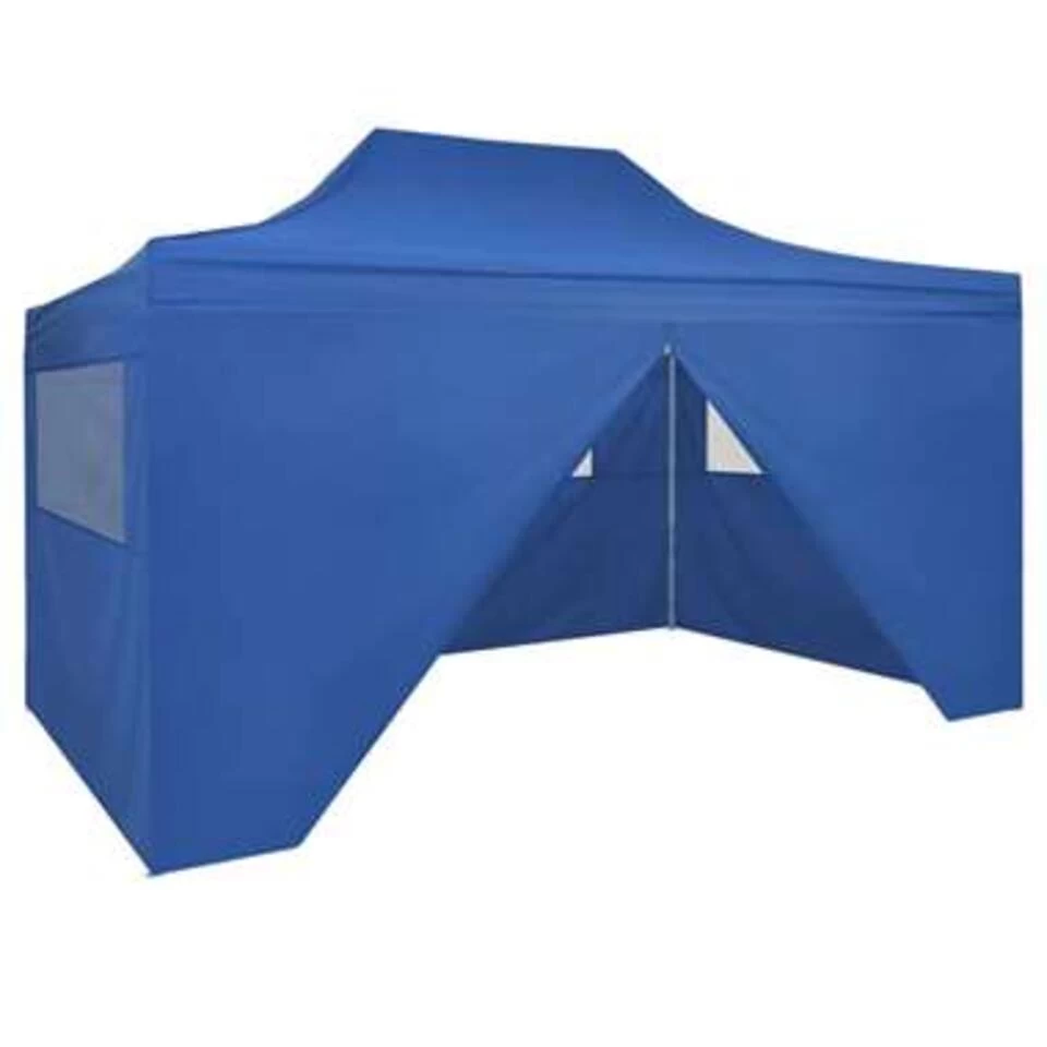 VidaXL Vouwtent Pop-up Met 4 Zijwanden 3x4,5 M Blauw 3 VidaXL Vouwtent Pop-up Met 4 Zijwanden 3x4,5 M Blauw