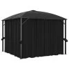 VidaXL Prieel Met Gordijnen 300x300x265 Cm Antraciet 1 VidaXL Prieel Met Gordijnen 300x300x265 Cm Antraciet -Buitenparasols Winkel 1000001201