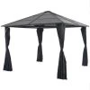 VidaXL Prieel Met Gordijn 3x3 M Aluminium Zwart -Buitenparasols Winkel 1000001222