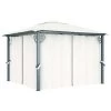 VidaXL Prieel Met Gordijn 300x300 Cm Aluminium Crème -Buitenparasols Winkel 1000001238