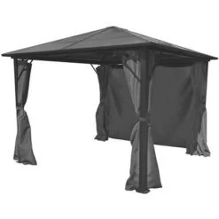 VidaXL Prieel Met Gordijn 300x300 Cm Aluminium Antraciet -Buitenparasols Winkel 1000001252 0102