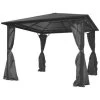 VidaXL Prieel Met Gordijn 300x300 Cm Aluminium Antraciet 2 VidaXL Prieel Met Gordijn 300x300 Cm Aluminium Antraciet -Buitenparasols Winkel 1000001252