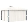 VidaXL Prieel Met Gordijn 4x3 M Aluminium Crèmewit 2 VidaXL Prieel Met Gordijn 4x3 M Aluminium Crèmewit -Buitenparasols Winkel 1000001256