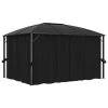 VidaXL Prieel Met Gordijnen 400x300x265 Cm Antraciet -Buitenparasols Winkel 1000001283