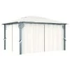 VidaXL Prieel Met Gordijn 400x300 Cm Aluminium Crème -Buitenparasols Winkel 1000001310