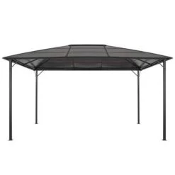 VidaXL Prieel Met Dak 4x3x2,6 M Aluminium Zwart 8 VidaXL Prieel Met Dak 4x3x2,6 M Aluminium Zwart -Buitenparasols Winkel 1000001321 0102