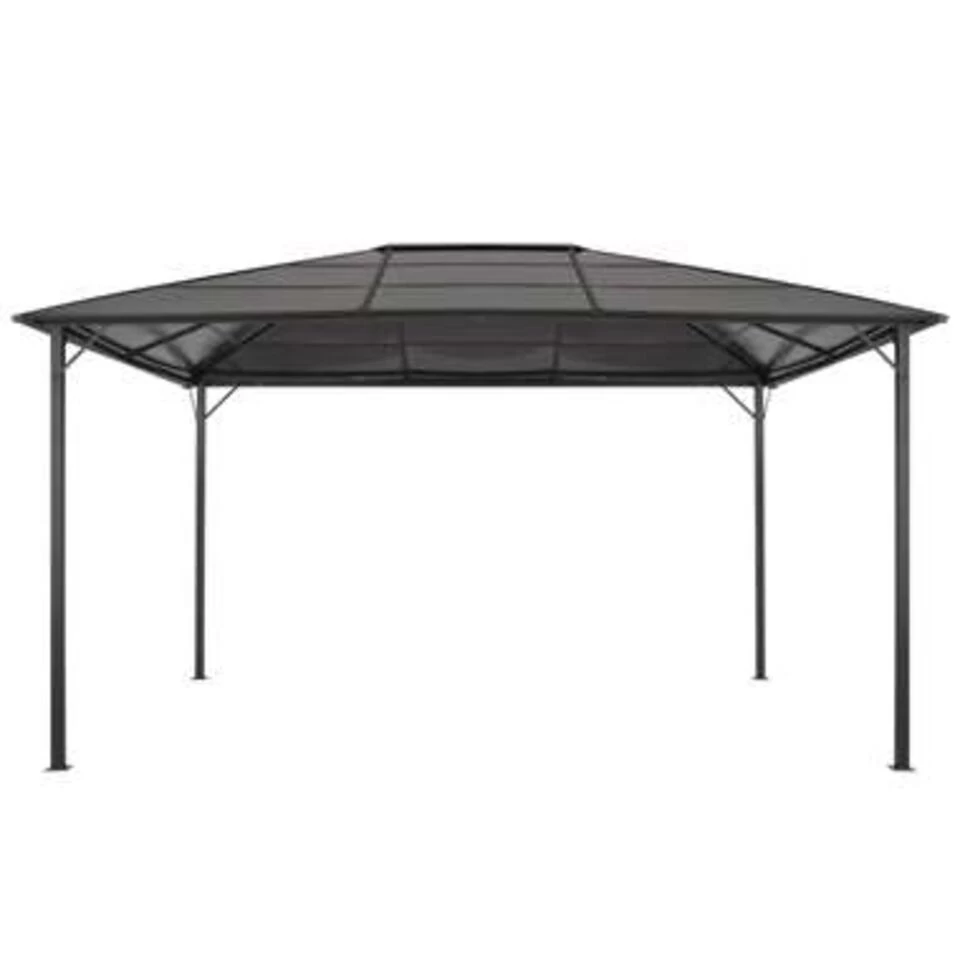 VidaXL Prieel Met Dak 4x3x2,6 M Aluminium Zwart 5 VidaXL Prieel Met Dak 4x3x2,6 M Aluminium Zwart - Afbeelding 3