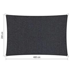 Shadow Comfort Rechthoek 2x4m DuoColor Carbon Black Metset