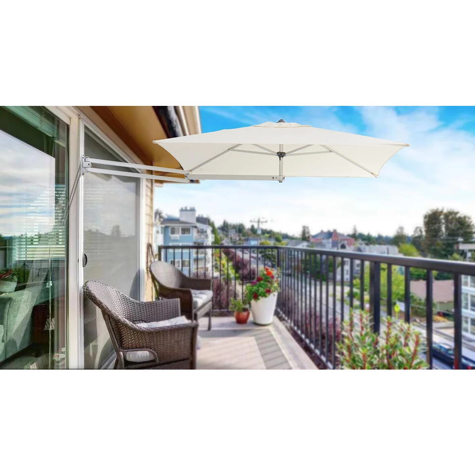 Easysol Rechthoekige Muurparasol - 200 X 140 Cm - Ecru / Gebroken Wit 5 Easysol Rechthoekige Muurparasol - 200 X 140 Cm - Ecru / Gebroken Wit - Afbeelding 3