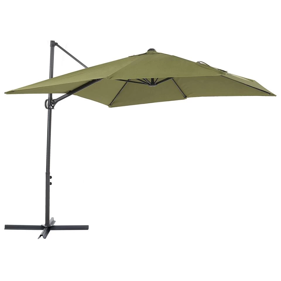 Beliani Cantilever Parasol MONZA II - Groen Polyester 3 Beliani Cantilever Parasol MONZA II - Groen Polyester