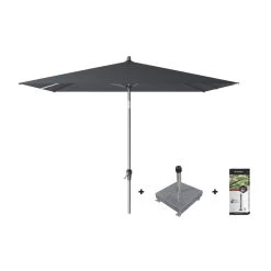 Platinum Riva Stokparasol 2.5x2.5 - Antraciet Met Voet En Hoes