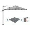 Platinum Voyager Ronde Zweefparasol T1 3 M. - Light Grey + Voet + Hoes -Buitenparasols Winkel 1000073276