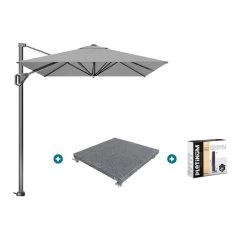 Platinum Voyager Zweefparasol T1 3x2 M. - Light Grey Met Voet En Hoes