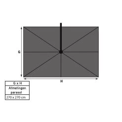 Platinum Voyager Vierkante Zweefparasol T2 2,7x2,7 M. - Antraciet -Buitenparasols Winkel 1000073296 0103
