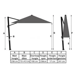 Platinum Voyager Zweefparasol T1 3x2 M. - Antraciet Met Voet En Hoes -Buitenparasols Winkel 1000073303 0103