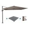 Platinum Challenger Premium T1 3x3 M - Havanna Taupe Met Voet En Hoes -Buitenparasols Winkel 1000073317