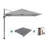 Platinum Voyager Zweefparasol T2 2,7x2,7 M. - Light Grey + Voet + Hoes -Buitenparasols Winkel 1000073318
