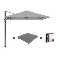 Platinum Voyager Zweefparasol T2 2,7x2,7 M. - Light Grey + Voet + Hoes