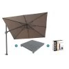 Platinum Challenger Premium T2 3x3 M - Havanna Taupe Met Voet En Hoes -Buitenparasols Winkel 1000073324