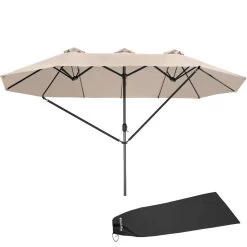 Tectake - Dubbele Parasol Silia - Terrasparasol - Beige