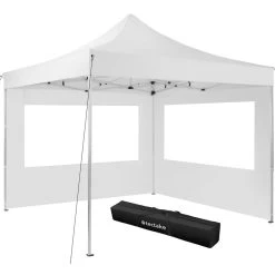 Tectake - Partytent 3x3 M. Opvouwbaar - 2 Wanden - Wit