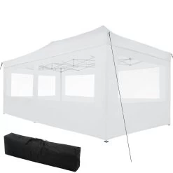 Tectake - Partytent 3x6 M. Opvouwbaar- 4 Wanden- Wit