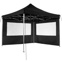 Tectake - Partytent 3x3 M. Opvouwbaar -4 Wanden -zwart -Buitenparasols Winkel 1000078120 0102