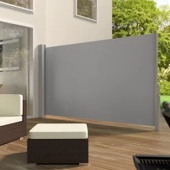 Tectake - Uittrekbaar Aluminium Windscherm Tuinscherm 160 X 300 Cm Grijs -Buitenparasols Winkel 1000082546 0101