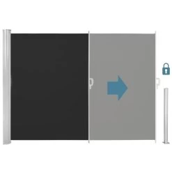 Tectake - Uittrekbaar Aluminium Windscherm Tuinscherm 160 X 300 Cm Zwart -Buitenparasols Winkel 1000082548 0102