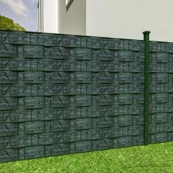 Tectake - Privacyfolie Voor Hek/tuinscherm - 35 M - 19 Cm Hoog - Leisteenlook -Buitenparasols Winkel 1000086068 0102