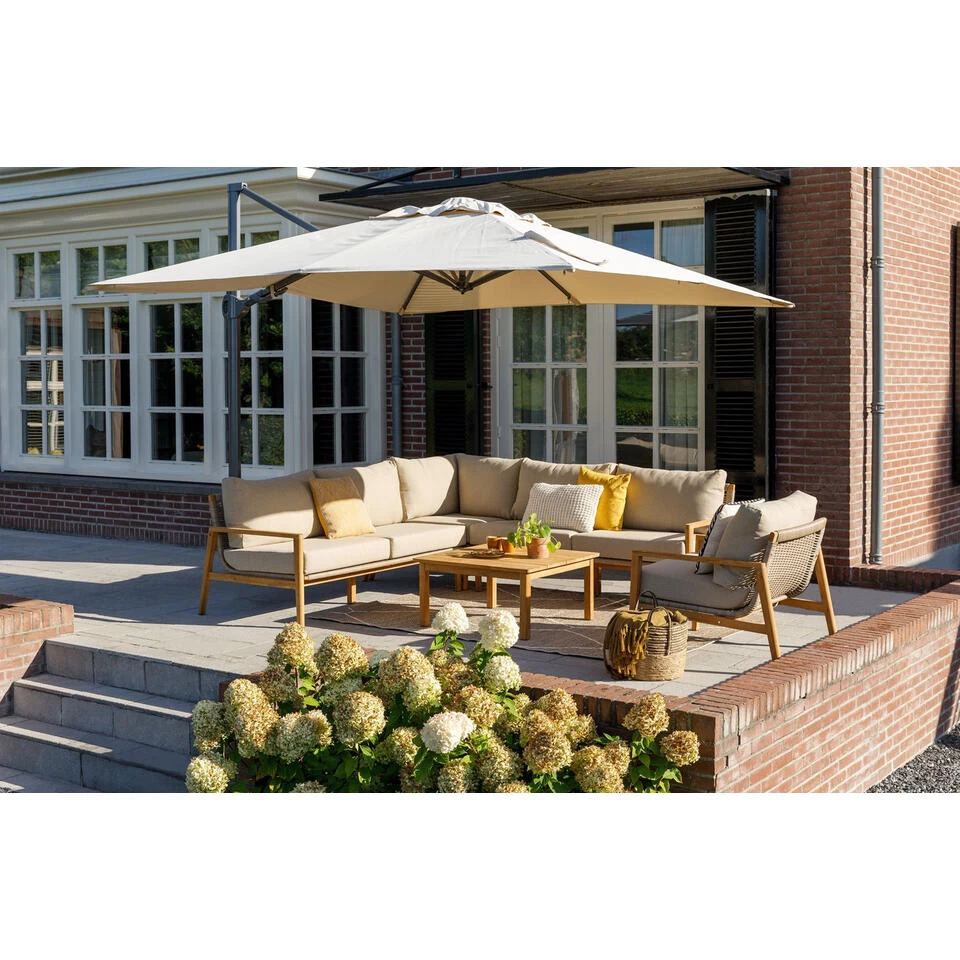 Exotan Parasol Buiten Roma - Aluminium - Zand - 265x300x300 6 Exotan Parasol Buiten Roma - Aluminium - Zand - 265x300x300 - Afbeelding 4