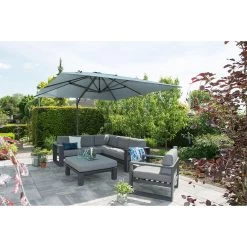 Garden Impressions Hawaii Big Pole Parasol D. Grijs - M. Grijs -Buitenparasols Winkel 1000091524 0102