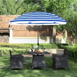 ACAZA Stok Parasol - 160 Cm Diameter - Met Draagtas - Blauw Gestreept -Buitenparasols Winkel 1000095606 0102