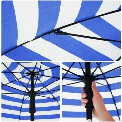 ACAZA Stok Parasol - 160 Cm Diameter - Met Draagtas - Blauw Gestreept -Buitenparasols Winkel 1000095606 0103