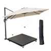Garden Impressions Zweefparasol 3x3 M D. Grijs/ecru Met Voet En Hoes -Buitenparasols Winkel 1256907930
