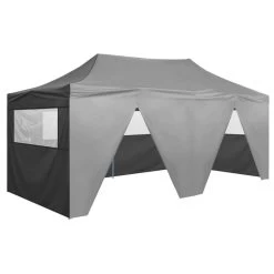 VidaXL Partytent Met 4 Zijwanden Inklapbaar 3x6 M Staal Antraciet