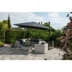 Garden Impressions Zweefparasol Hawaii Deluxe 300x300 - Donker Grijs -Buitenparasols Winkel 1651490667 0104
