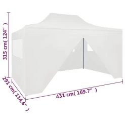 VidaXL Partytent Met 4 Zijwanden Inklapbaar 3x4,5 M Wit -Buitenparasols Winkel 1807119416 0110