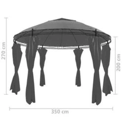 VidaXL Prieel Met Gordijnen Rond 3,5x2,7 M Antracietkleurig -Buitenparasols Winkel 227ad5c1298f4bddab03978106f7161e