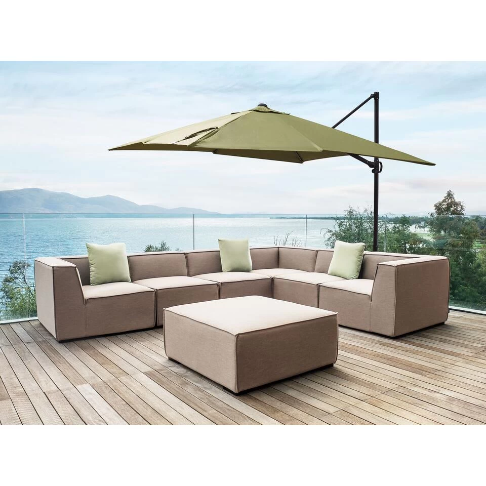 Beliani Cantilever Parasol MONZA II - Groen Polyester 4 Beliani Cantilever Parasol MONZA II - Groen Polyester - Afbeelding 2