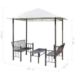 VidaXL Tuinpaviljoen Met Tafel En Bankjes 2,5x1,5x2,4 M -Buitenparasols Winkel 2f7ce006a6a54004944e35ce0e727f33