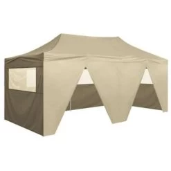 VidaXL Partytent Met 4 Zijwanden Inklapbaar 3x6 M Staal Crème -Buitenparasols Winkel 3b252f8e77bb4256aff7ed5ff7ad3bc9