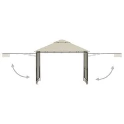 VidaXL Prieel Met Uitschuifbare Daken 180 G/m² 3x3x2,75 M Crème -Buitenparasols Winkel 5d507ac40ba24494bd2988544a600200