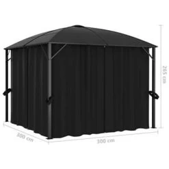 VidaXL Prieel Met Gordijnen 300x300x265 Cm Antraciet -Buitenparasols Winkel 965d062625094609bd23db13765ea11a