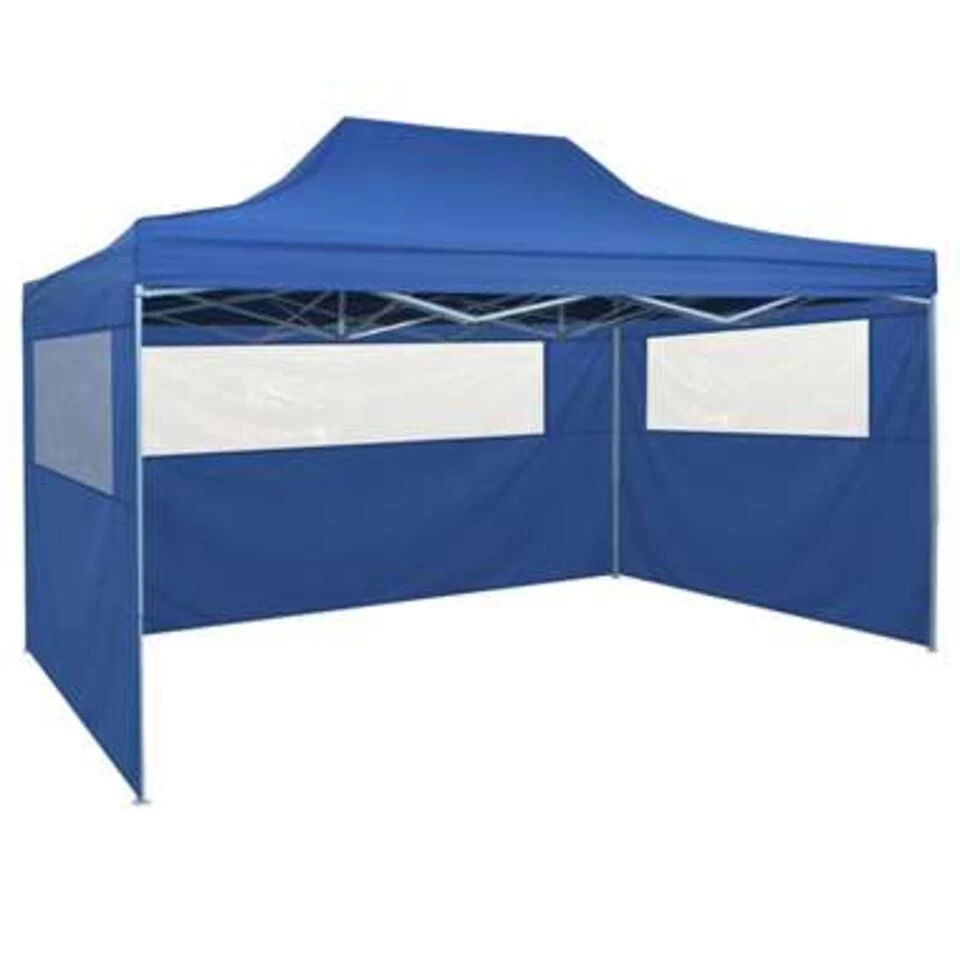 VidaXL Vouwtent Pop-up Met 4 Zijwanden 3x4,5 M Blauw 6 VidaXL Vouwtent Pop-up Met 4 Zijwanden 3x4,5 M Blauw - Afbeelding 4