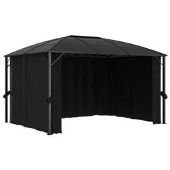 VidaXL Prieel Met Gordijnen 400x300x265 Cm Antraciet -Buitenparasols Winkel bdaee54fc7784e26a28d511e6a0f0457