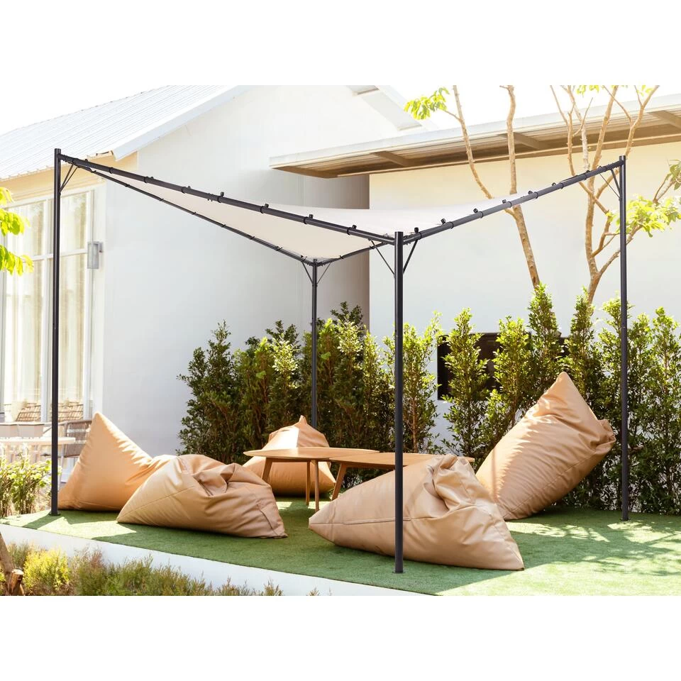 Beliani Tuinpaviljoen AVENTINE - Beige Polyester, Staal 4 Beliani Tuinpaviljoen AVENTINE - Beige Polyester, Staal - Afbeelding 2