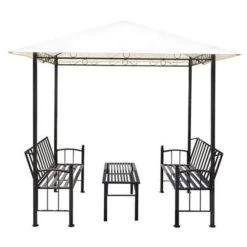 VidaXL Tuinpaviljoen Met Tafel En Bankjes 2,5x1,5x2,4 M -Buitenparasols Winkel e65a0dc36e254b458aa14bb218319ff6